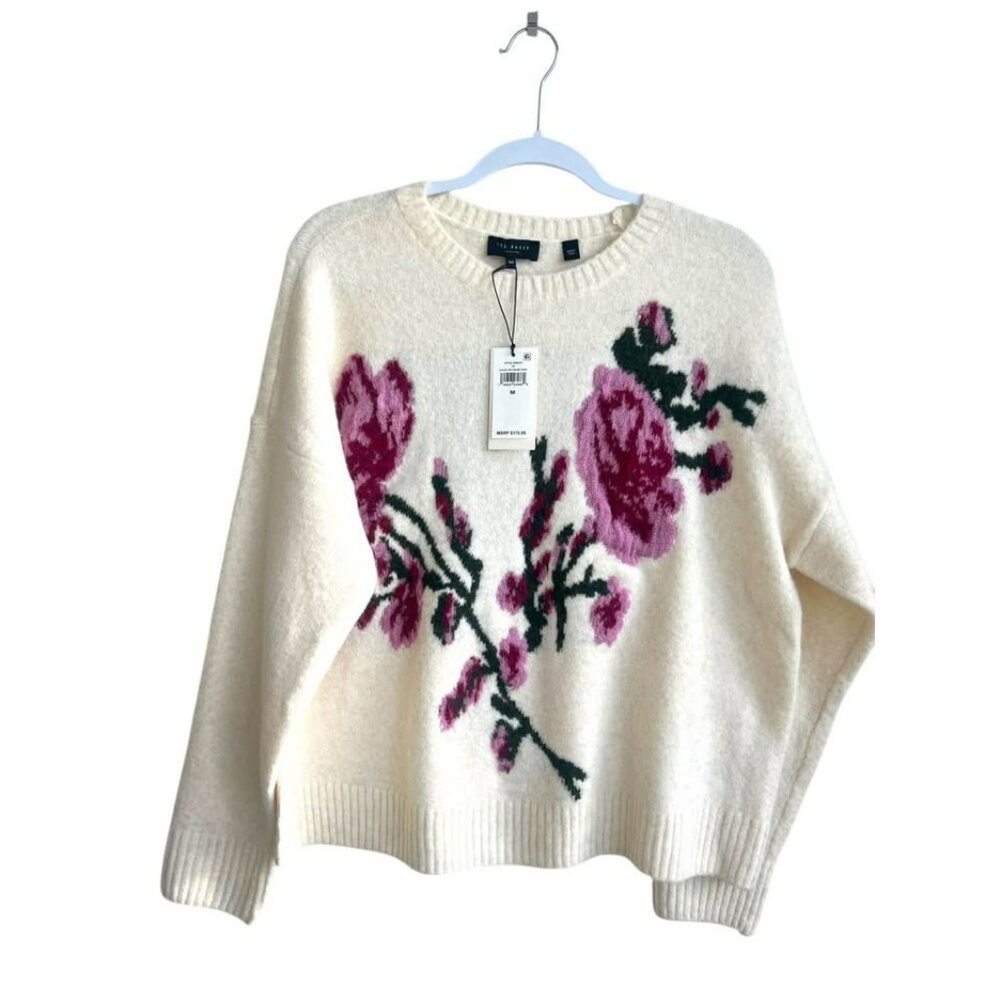 🌸 NWT Ted Baker London Yondy Floral Knit Sweater M